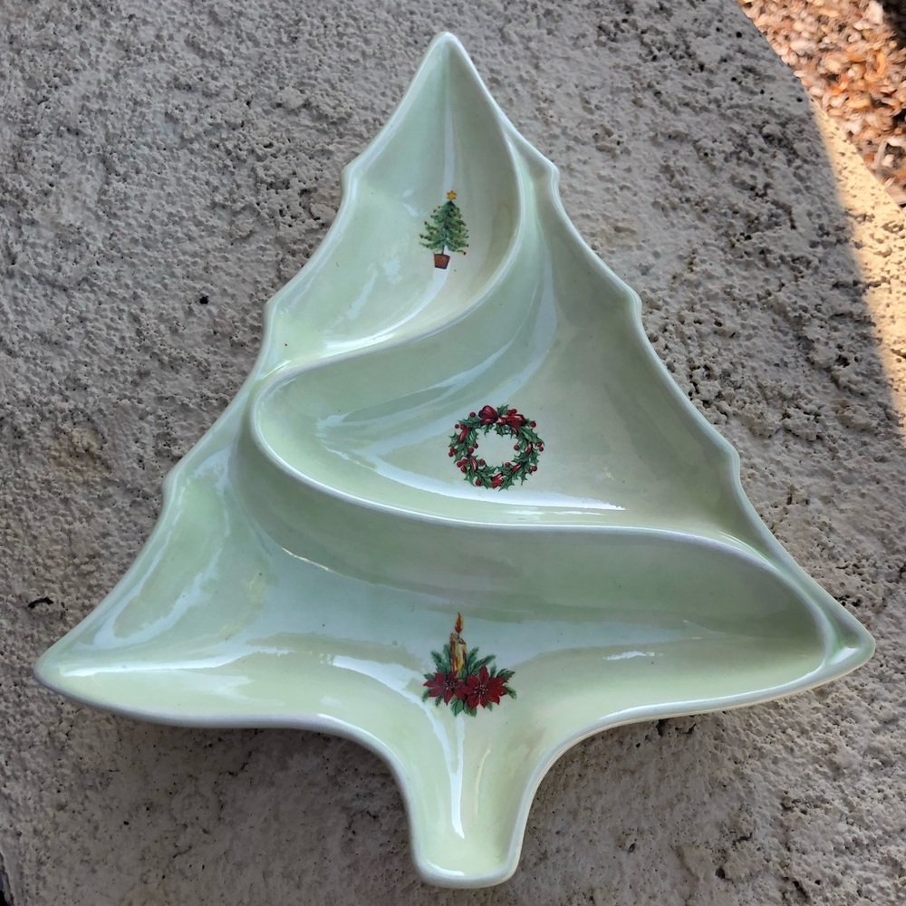 Atlantic Mold Vintage Divided Christmas Serving Tray 1960’s - Picture 2 of 13